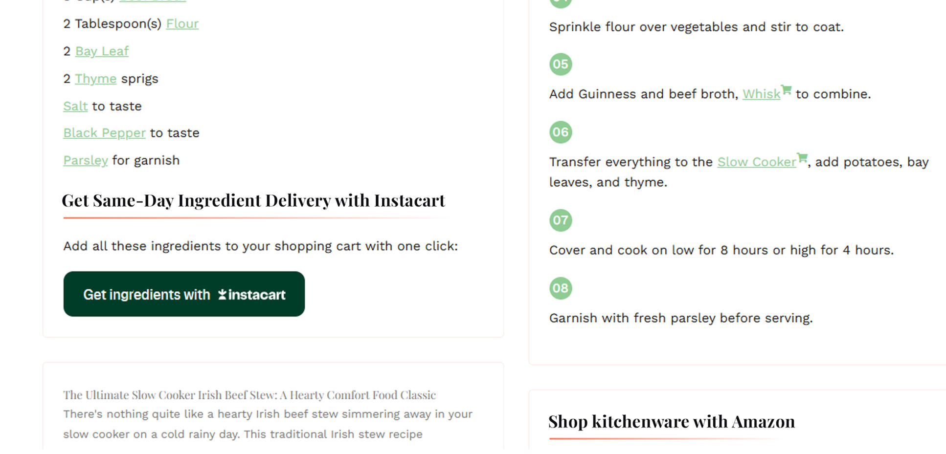 The Original Shoppable Recipe Feature Placement: Buried and Overlooked by Users The Original Shoppable Recipe Feature Placement: Buried and Overlooked by Users